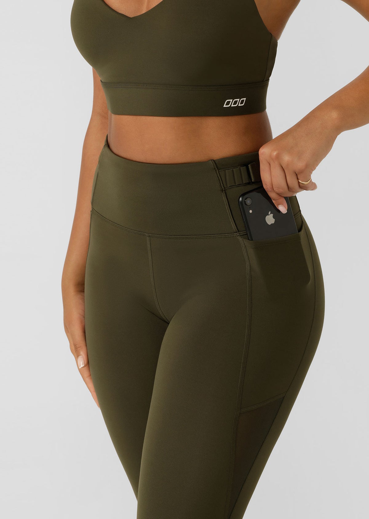 Lorna Jane Cinch And Support Phone Pocket Ankle Biter Leggings - Luxury Green