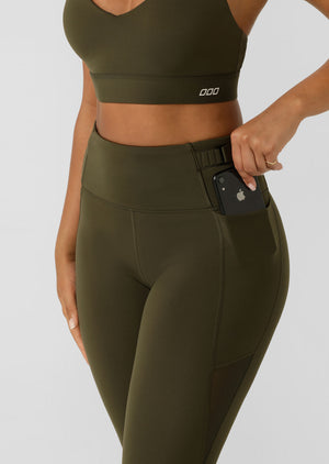 Lorna Jane Cinch And Support Phone Pocket Ankle Biter Leggings - Luxury Green