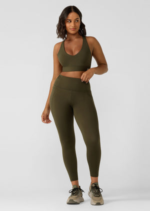 Lorna Jane Cinch And Support Phone Pocket Ankle Biter Leggings - Luxury Green