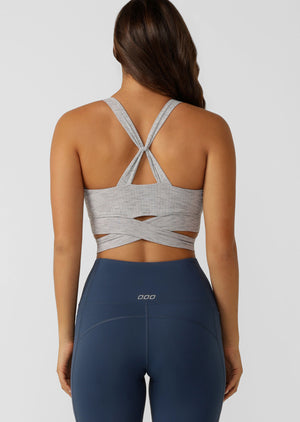 Lorna Jane Get Fit Sports Bra 2.0 - Grey Marl Stripe