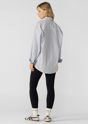Lorna Jane Love Lounge Stripe Shirt - Blue Multi Stripe
