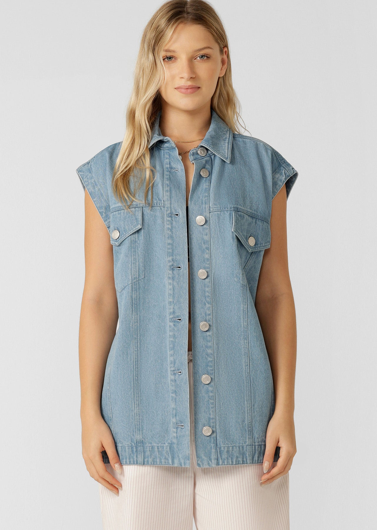 Lorna Jane Ranch Dreams Denim Vest - Light Washed Denim