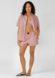 Lorna Jane Morning Pages Shirt - Blush Palm Print