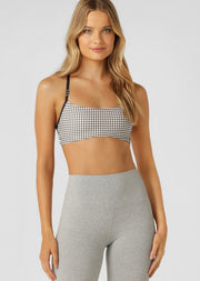 Lorna Jane Off Duty All Day Sports Bra - Midnight Blue Check Print