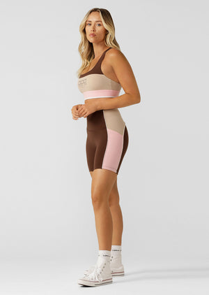 Lorna Jane Rainbow Splice No Ride Booty Pocket Bike Shorts - Rainbow Splice