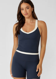 Lorna Jane Siren Luxe Rib Bra Tank Combo - Platinum Navy