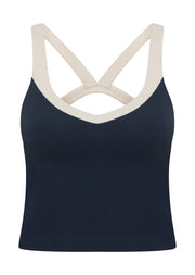 Lorna Jane Siren Luxe Rib Bra Tank Combo - Platinum Navy
