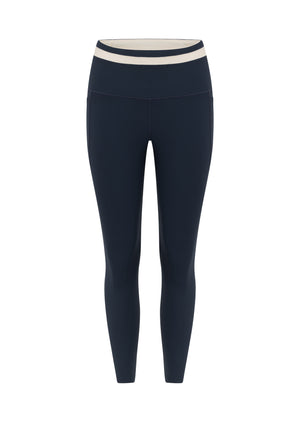 Lorna Jane Siren Luxe Rib Ankle Biter Leggings - Platinum Navy