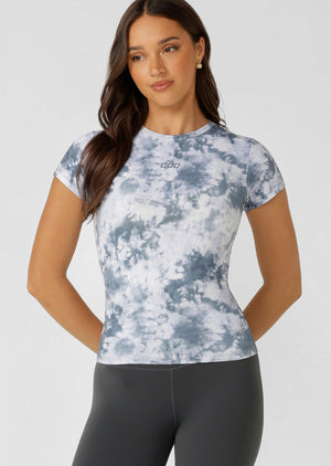 Lorna Jane Active Living Slim T-Shirt - Titanium Tie Dye Print