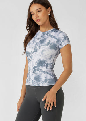 Lorna Jane Active Living Slim T-Shirt - Titanium Tie Dye Print