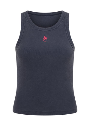 Lorna Jane LJ Basics Washed Rib Tank - Washed Platinum Navy