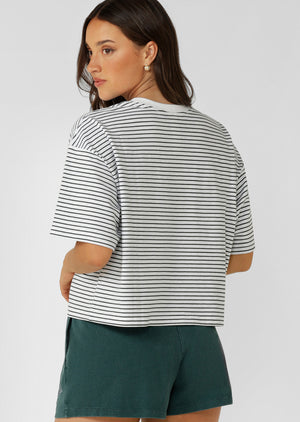 Lorna Jane Heartstrings T-Shirt - Fig Green Mini Stripe