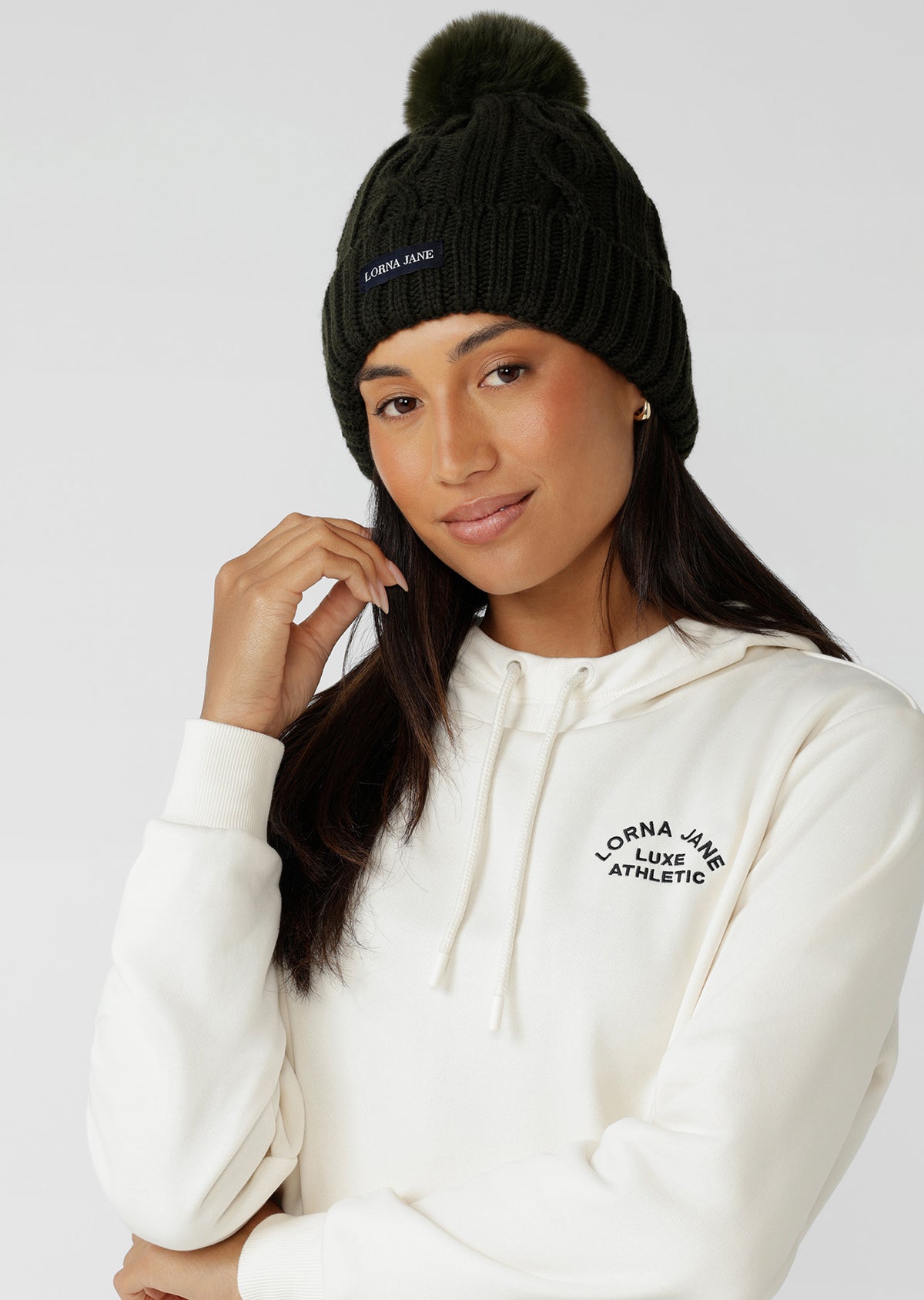 Lorna Jane Alpine Knit Beanie - Dark Luxury Green
