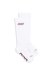 Lorna Jane Soft Compression Socks - White & Dark Ruby