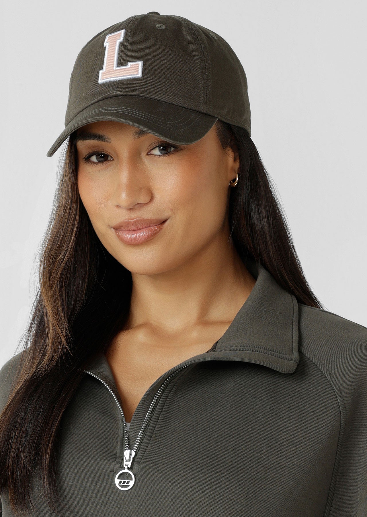 Lorna Jane LJ Letterman Cap - Washed Dark Khaki Haze