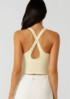 Lorna Jane Flexible Tank Bra Combo - Lemon Cream