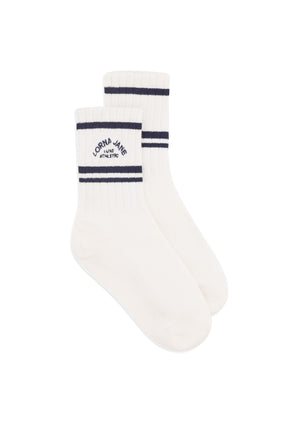 Lorna Jane Lotus Crew Socks - Porcelain/Ash Blue