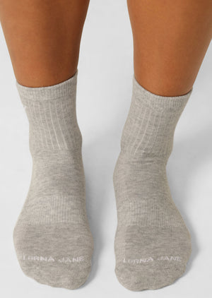 Lorna Jane LJ Quarter Crew Socks - Grey Marl