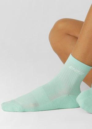 Lorna Jane LJ Quarter Crew Socks - Mint Cream & White