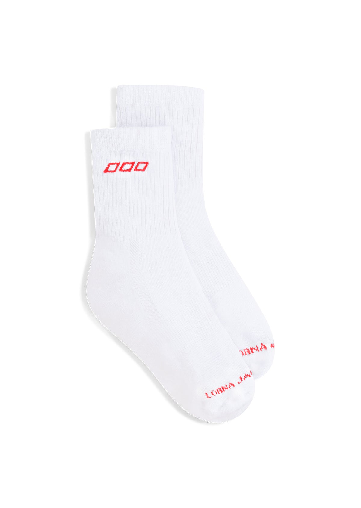 Lorna Jane LJ Quarter Crew Socks - White & Strawberry