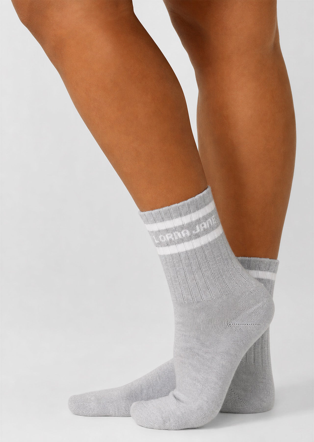 Lorna Jane Sporty Crew Socks - Cream & Dark Ruby