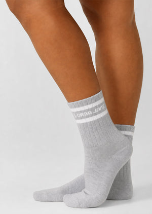 Lorna Jane Sporty Crew Socks - Cream & Dark Ruby