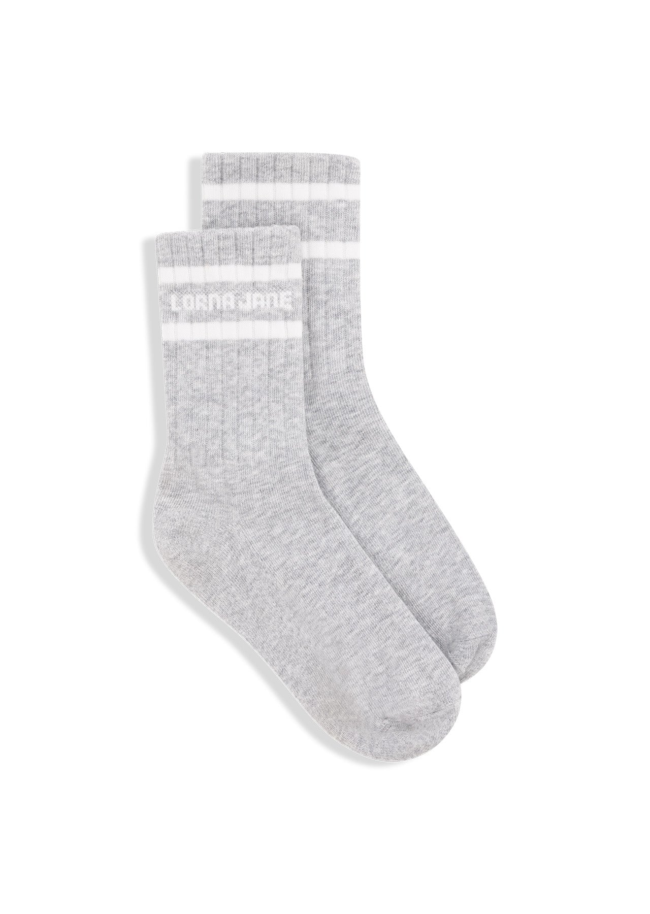 Lorna Jane Sporty Crew Socks - Grey Marl & Porcelain