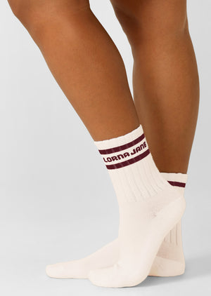 Lorna Jane Sporty Crew Socks - Grey Marl & Porcelain