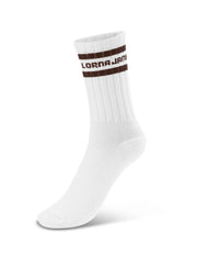 Lorna Jane Sporty Crew Socks - White & Volcano