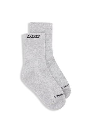 Lorna Jane LJ Quarter Crew Socks - Grey Marl & Black