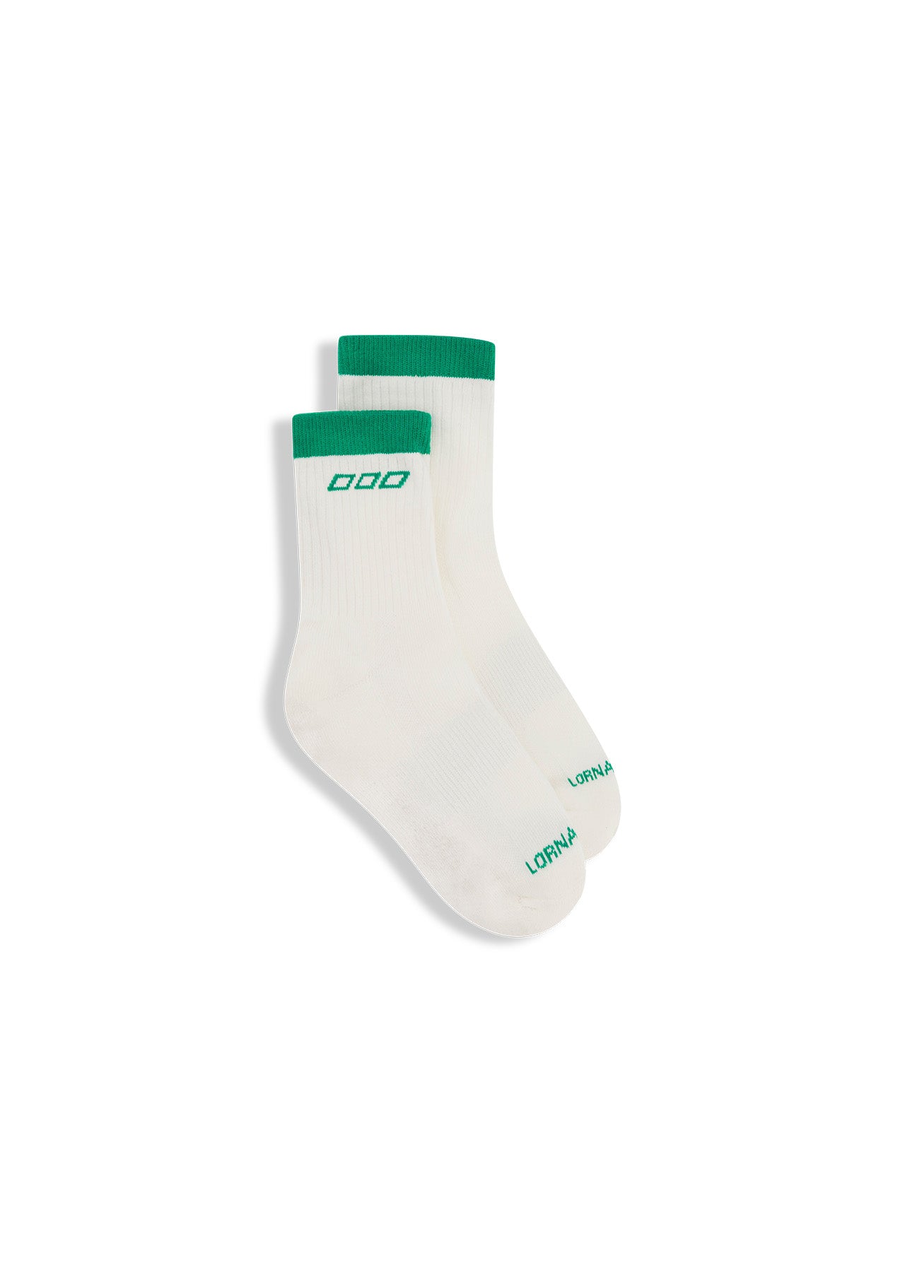 Lorna Jane Sporty Stripe Quarter Crew Socks - Porcelain & Kelly Green