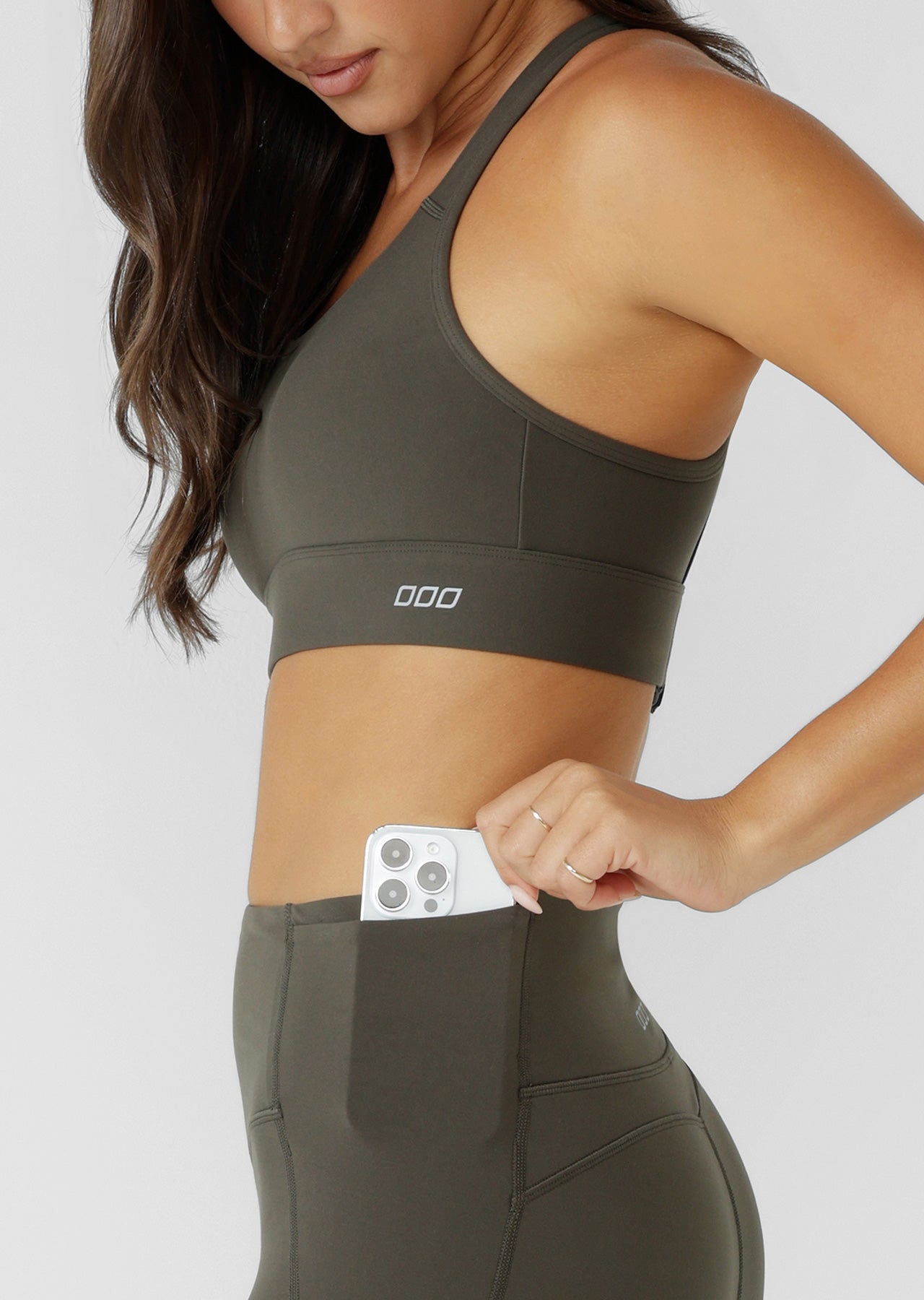 Lorna Jane Amy Maximum Support Sports Bra - Dark Khaki Haze