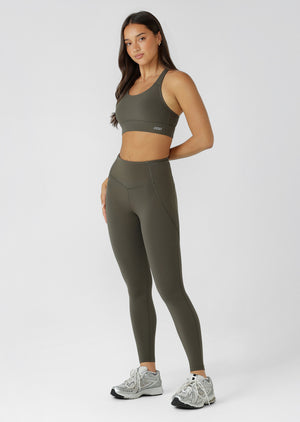 Lorna Jane Amy Maximum Support Sports Bra - Dark Khaki Haze