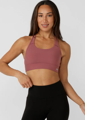 Lorna Jane Amy Maximum Support Sports Bra - Dark Rose Blush