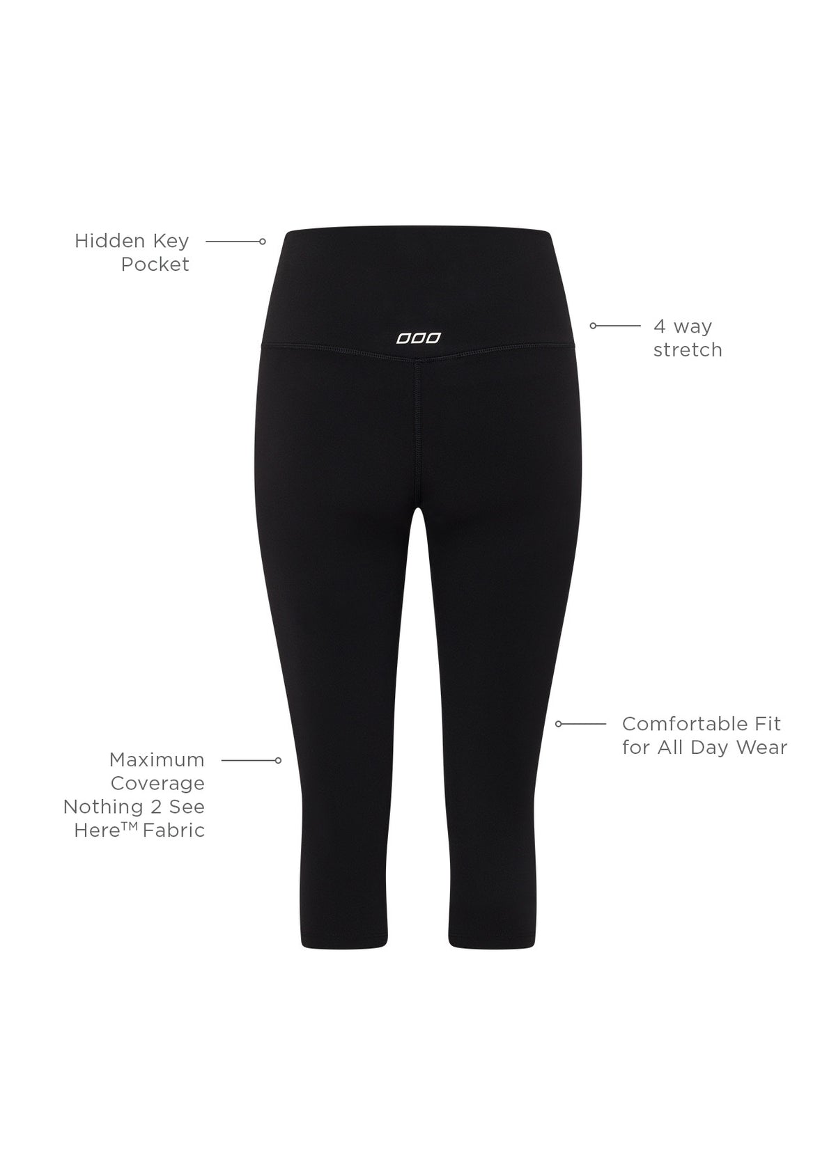 Lorna Jane Lotus 3/4 Leggings - Black