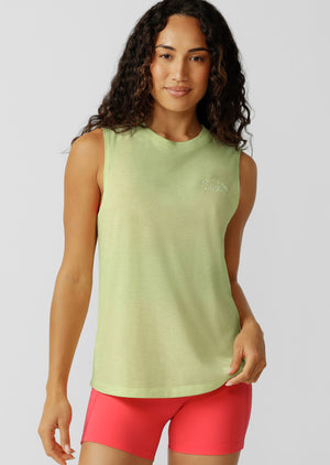 Lorna Jane Lotus Muscle Tank - Lime Cordial Marl