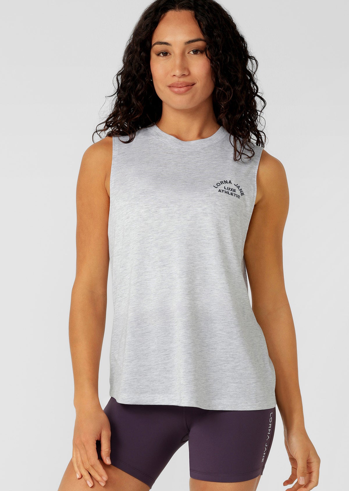 Lorna Jane Lotus Muscle Tank - Light Grey Marl