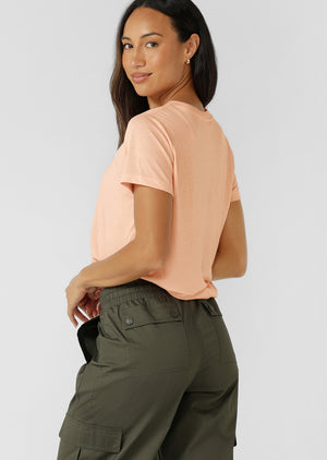 Lorna Jane Lotus T-Shirt - Pale Peach