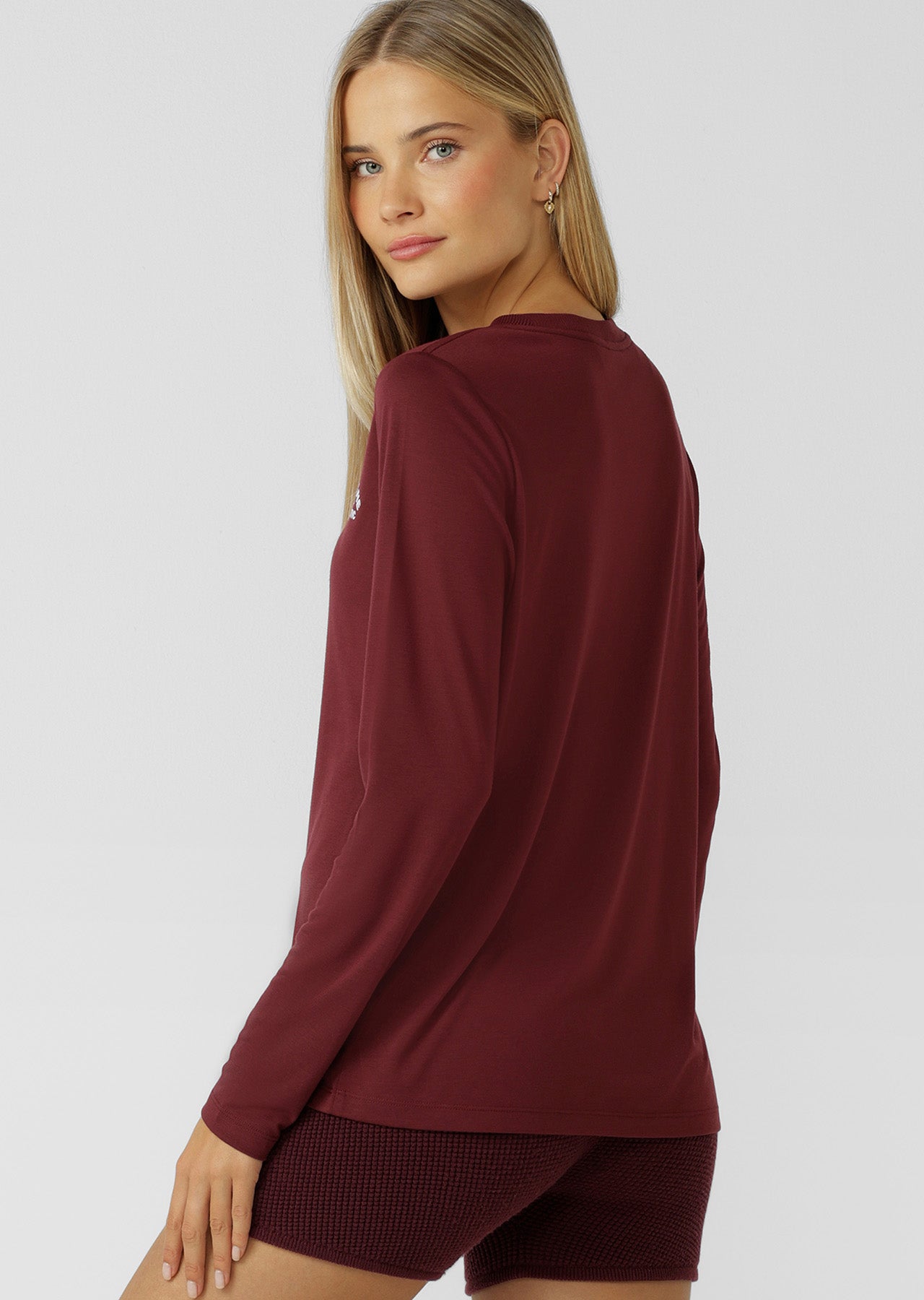 Lorna Jane Lotus Long Sleeve Top - Dark Ruby