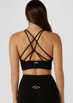 Lorna Jane Lotus Longline Sports Bra - Recycled Black