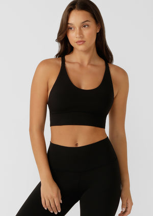 Lorna Jane Lotus Longline Sports Bra - Black