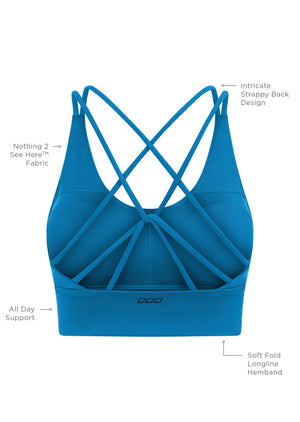 Lorna Jane Lotus Longline Sports Bra - Cornflower
