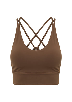 Lorna Jane Lotus Longline Sports Bra - Chocolate