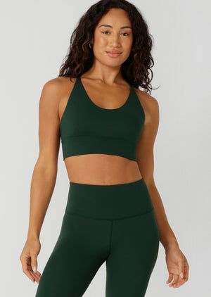 Lorna Jane Lotus Longline Sports Bra - Dark Green