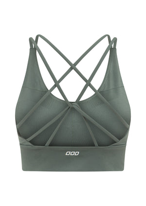 Lorna Jane Lotus Longline Sports Bra - Dark Matcha