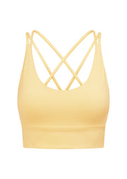 Lorna Jane Lotus Longline Sports Bra - Lemon Cream