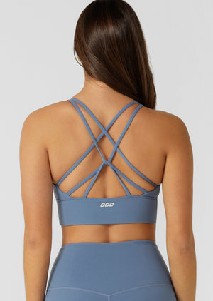 Lorna Jane Lotus Longline Sports Bra - Moonlight Blue