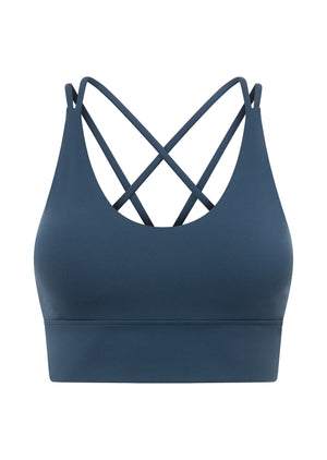 Lorna Jane Lotus Longline Sports Bra - Pale Indigo