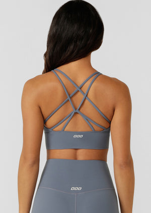 Lorna Jane Lotus Longline Sports Bra - Powder Grey
