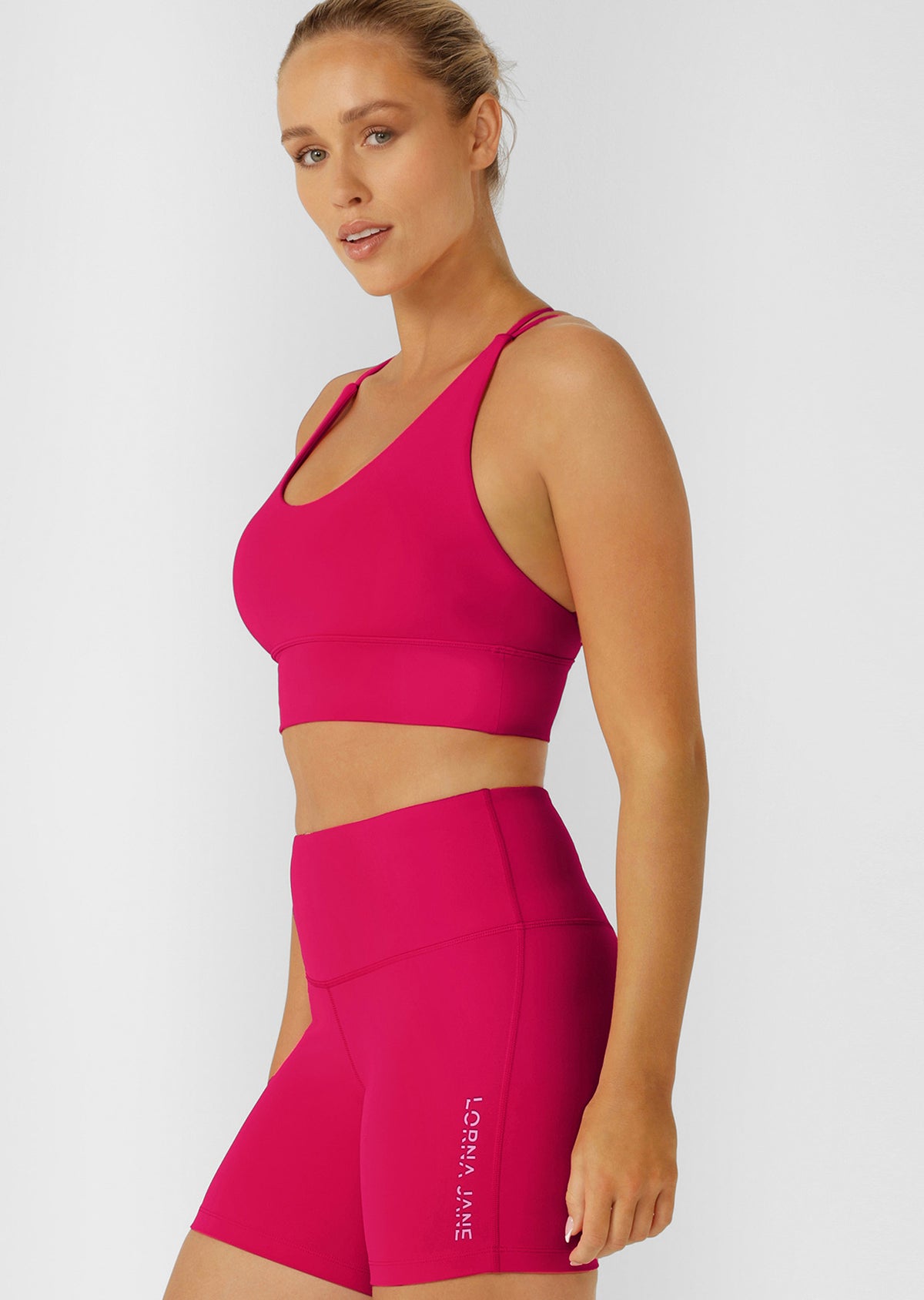 Lorna Jane Lotus Longline Sports Bra - Vivid Pink